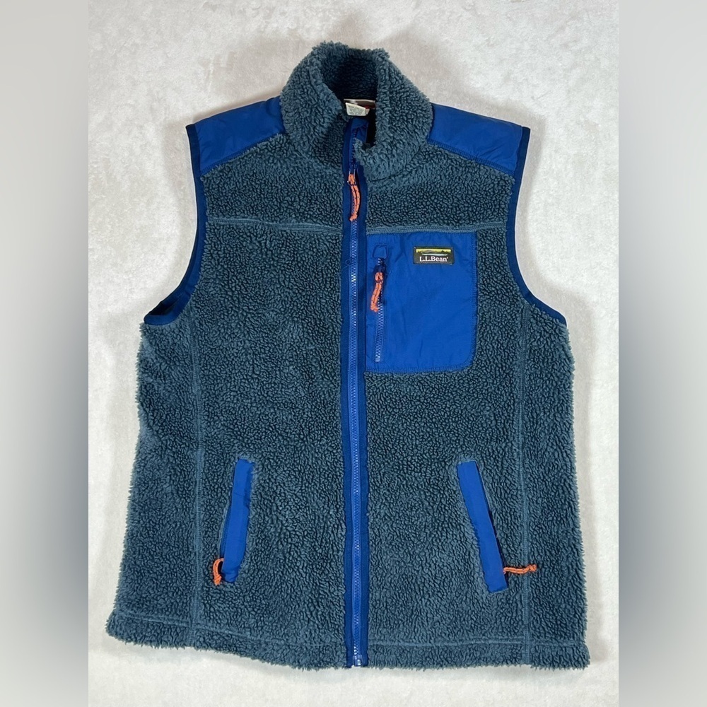 L.L. Bean Large Synchilla Sherpa Retro Pile Full Zip Vest in Blue